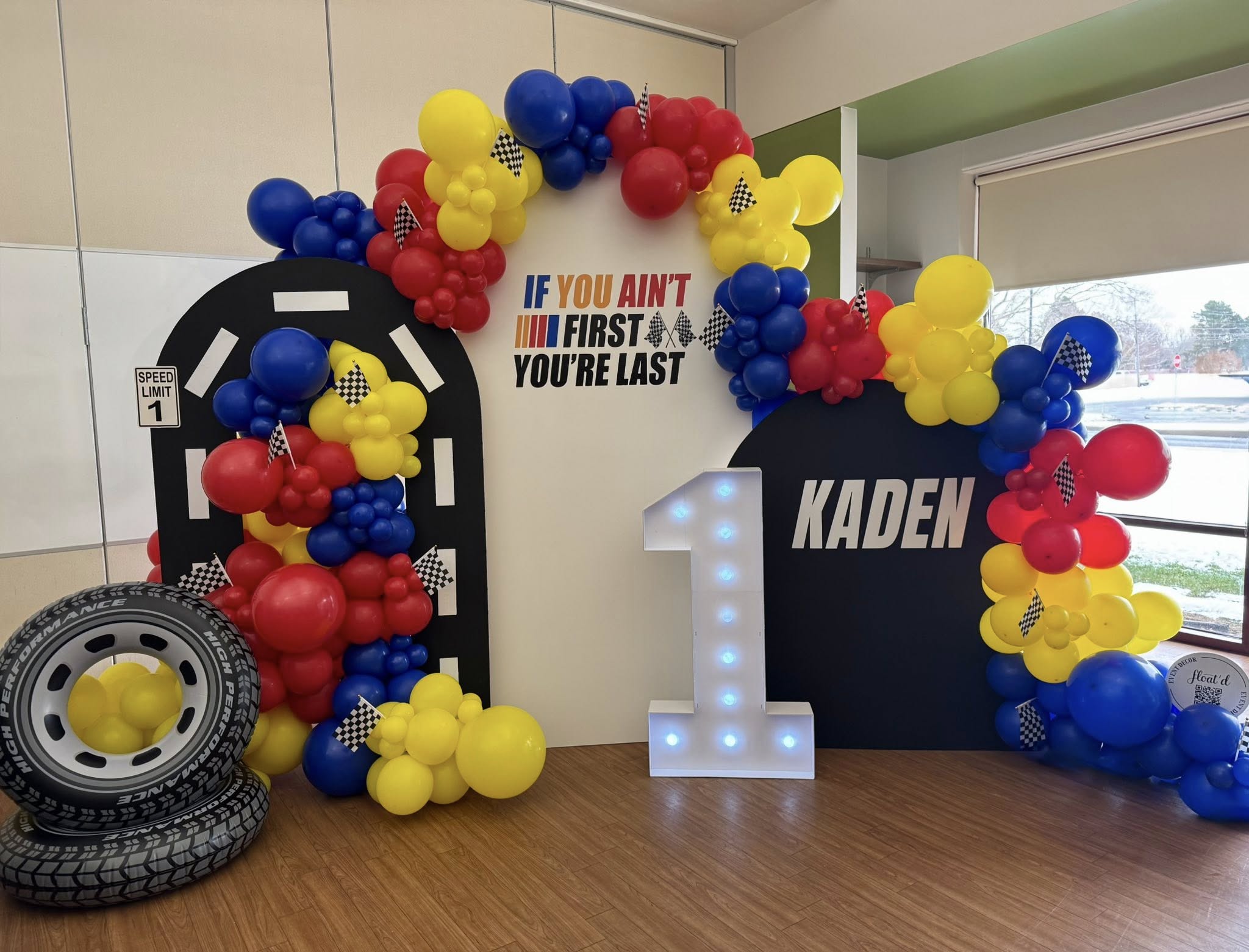 Kaden race car birthday setup